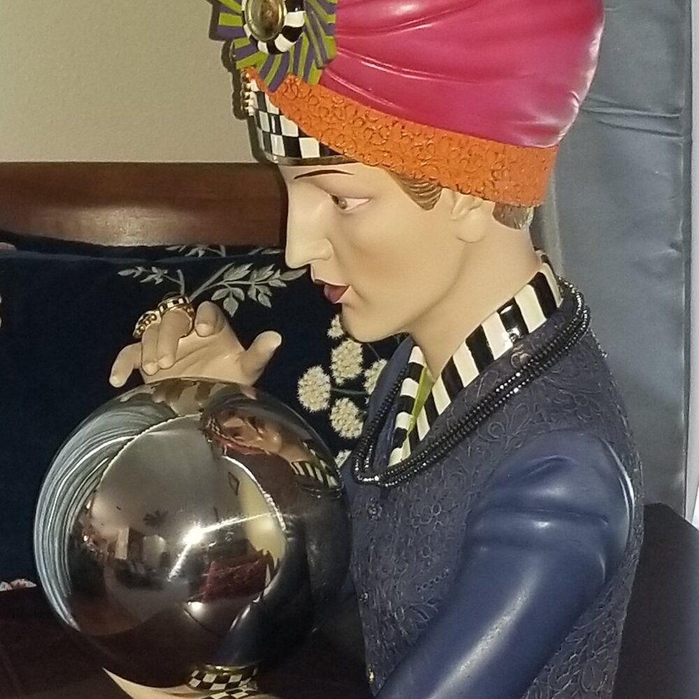 RARE MACKENZIE CHILDS FORTUNE TELLER HALLOWEEN FALL COURTLY CHECK DISPLAY DECOR - Picture 5 of 16